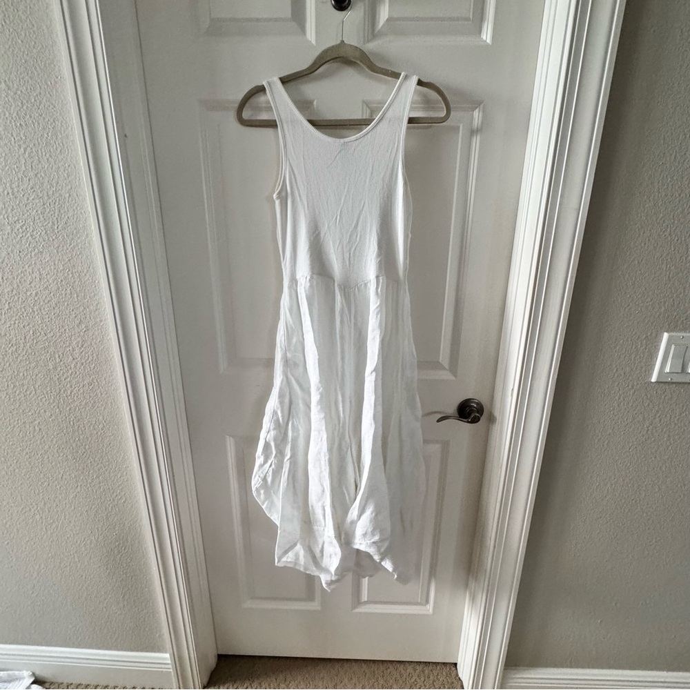 chinese dress ladies Linen Flutter Sleeve Dress White / Xs
